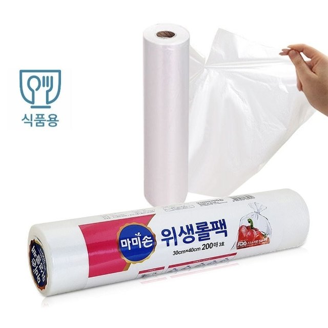 3호 비닐봉투 롤백 대30x40 200매 뜯어쓰는 마미손 위 (WFH0ZEX)