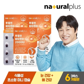 내츄럴플러스 루테인 비타민D 2000IU 60캡슐 3박스(6개월분) / 눈건강 뼈건강 식물성초소형미니캡슐