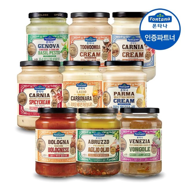 폰타나 파스타소스 9종 430g 3병 /크림/봉골레/바질페스토