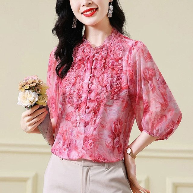 [루미루나]로즈프릴블라우스