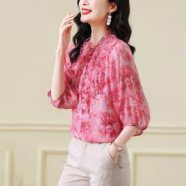 [루미루나]로즈프릴블라우스