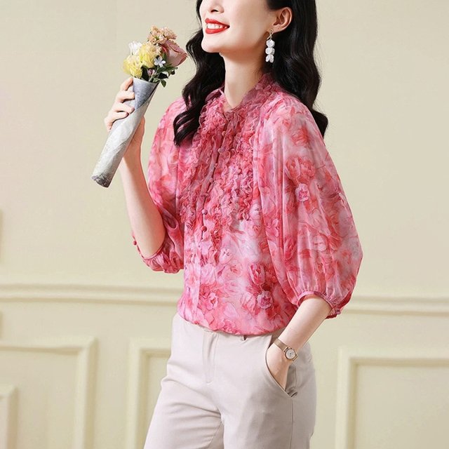 [루미루나]로즈프릴블라우스