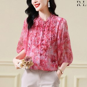 [루미루나]로즈프릴블라우스