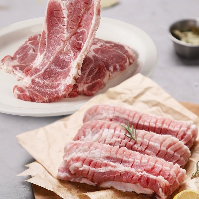 [쇼핑엔티 단독구성][프레시미트] 벌집 삼겹살 2팩 + 벌집 목살 1팩 (팩당 300g)