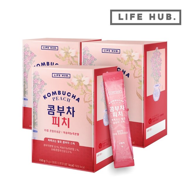 라이프허브 콤부차 피치 3세트5g x 90포
