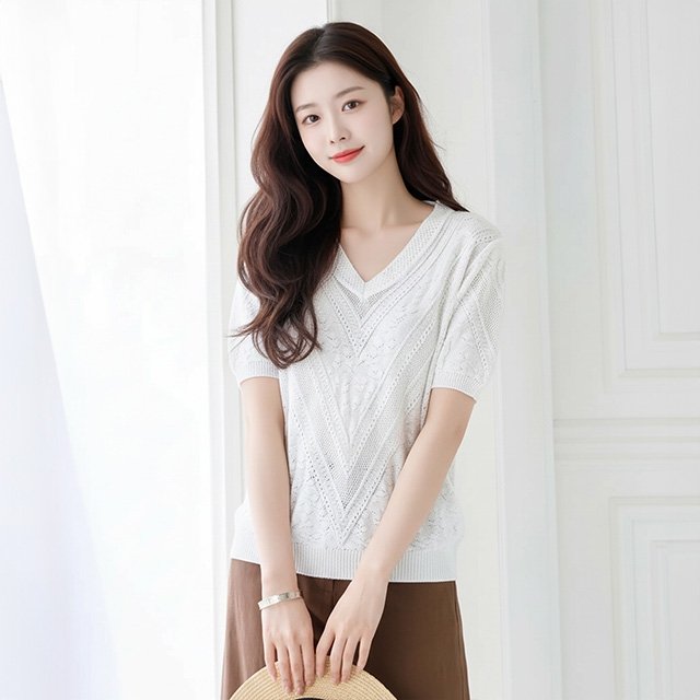 [헬리꽁땡]오브리가도니트티블라우스3종