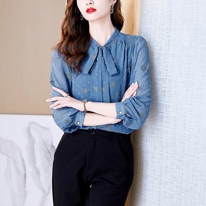 [루미루나]도트플라워시스루블라우스(색상선택)