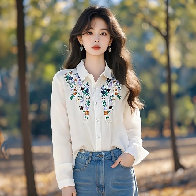 [루미루나]로맨틱자수셔츠블라우스2종