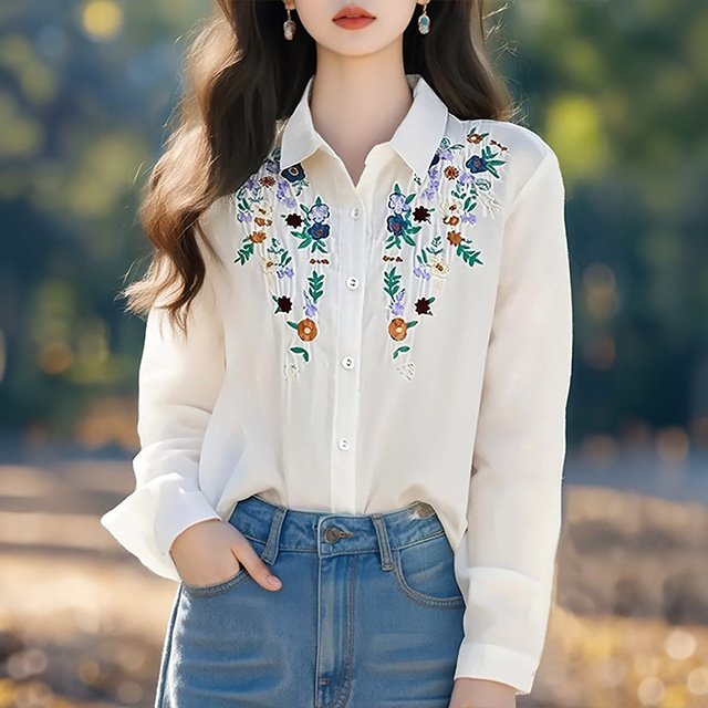 [루미루나]로맨틱자수셔츠블라우스2종