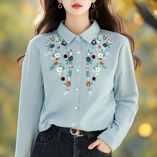 [루미루나]로맨틱자수셔츠블라우스2종