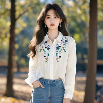 [루미루나]로맨틱자수셔츠블라우스2종