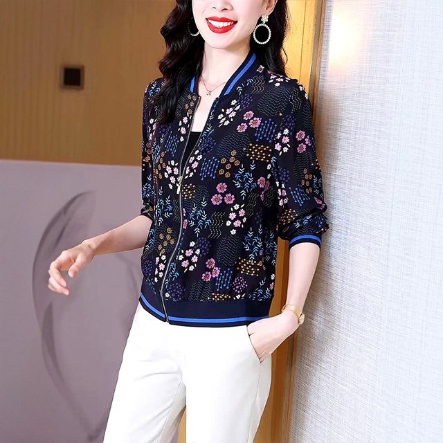 [루미루나]배색잔꽃블루종점퍼2종