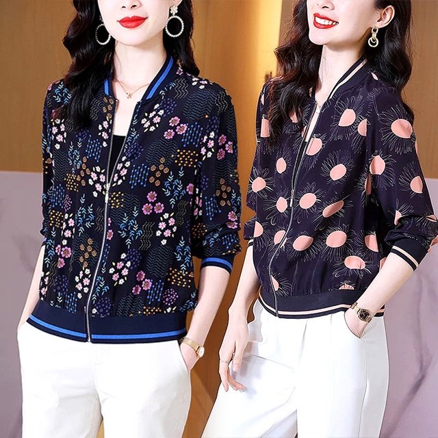 [루미루나]배색잔꽃블루종점퍼2종