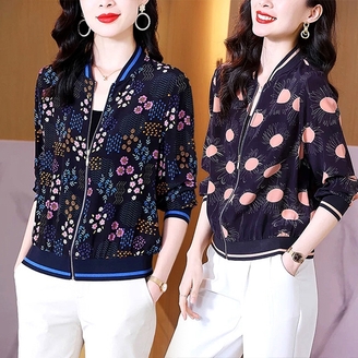 [루미루나]배색잔꽃블루종점퍼2종
