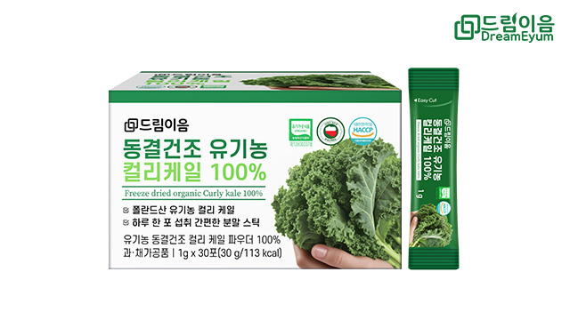 드림이음 동결건조 유기농 곱슬 컬리 케일 분말 100 30포 X 1박스 1개월분