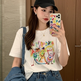 [샵앤] 여성 라운드 크레용 반팔티 WDMS-WSH-TS14483572