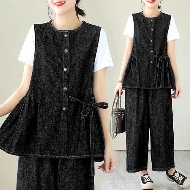 [헬리꽁땡] 청베스트상하세트(색상선택)