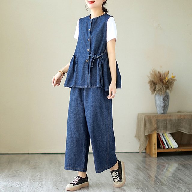 [헬리꽁땡] 청베스트상하세트(색상선택)