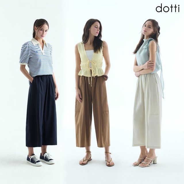 26SS 도티 썸머 나일론 커브드 와이드 8부 팬츠 여성 3종