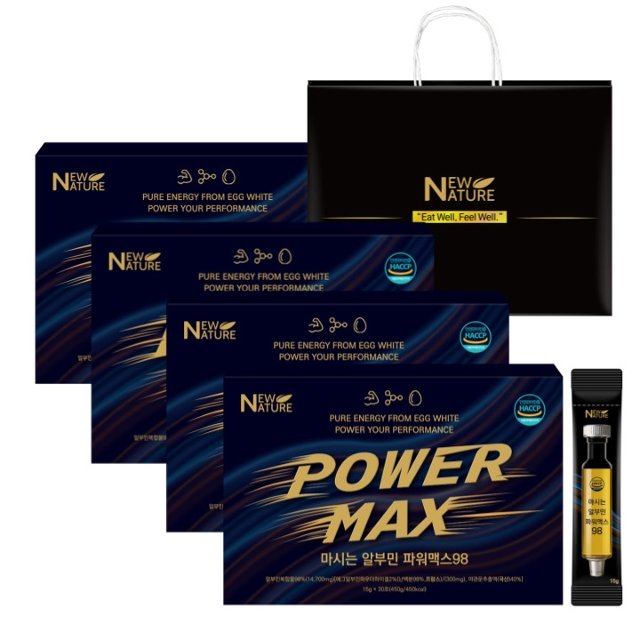 [뉴네이처]마시는 알부민 파워맥스(15g x 30포) 4박스+전용쇼핑백