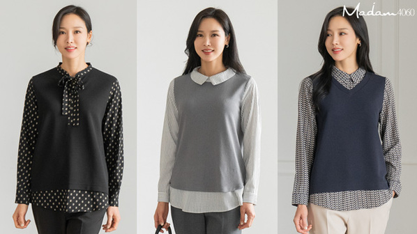 (베스트셀러) 마담4060 레이어드 블라우스 3종