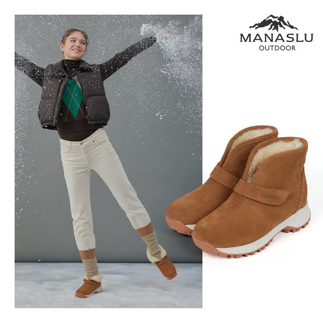 쇼핑엔티 단독! [마나슬루] 천연양모 소가죽 방한 부츠