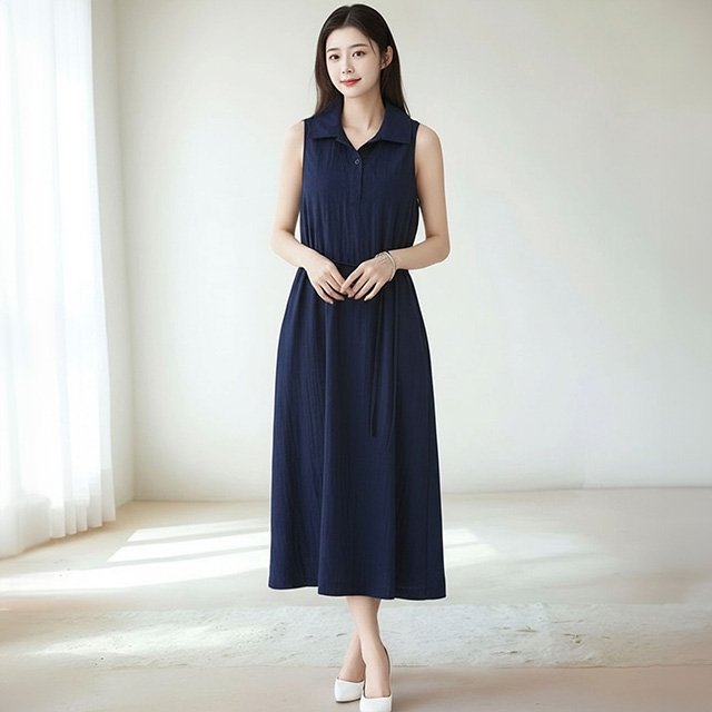 [헬리꽁땡]주아드인견카라끈벨트원피스2종