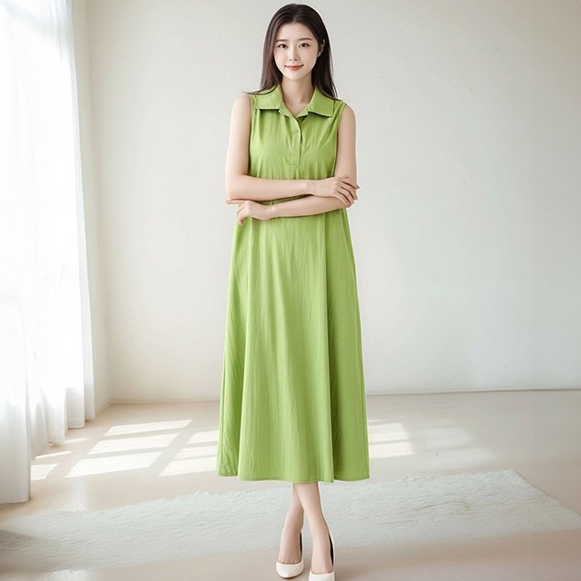 [헬리꽁땡]주아드인견카라끈벨트원피스2종