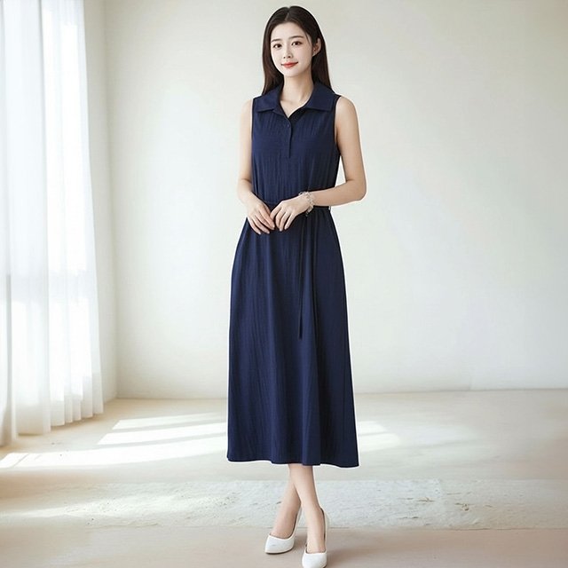 [헬리꽁땡]주아드인견카라끈벨트원피스2종