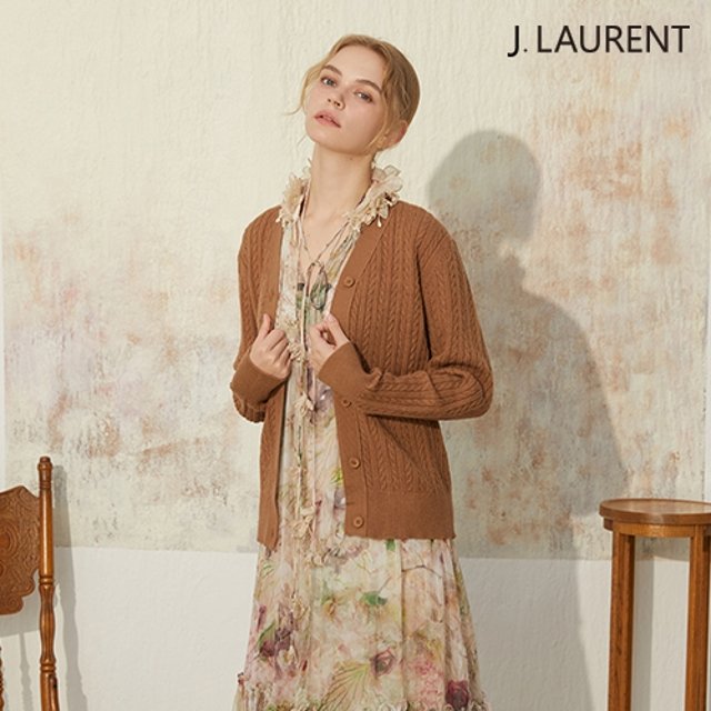 제이로랑 케이블 브이넥 가디건