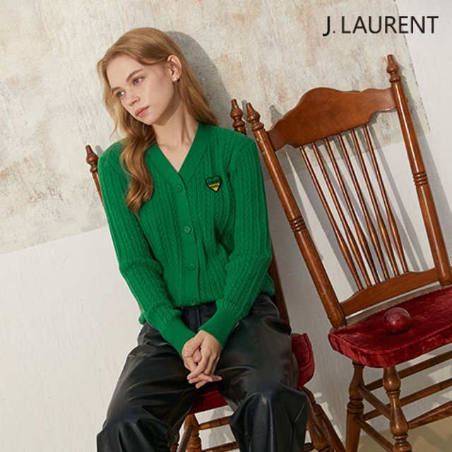 제이로랑 케이블 브이넥 가디건