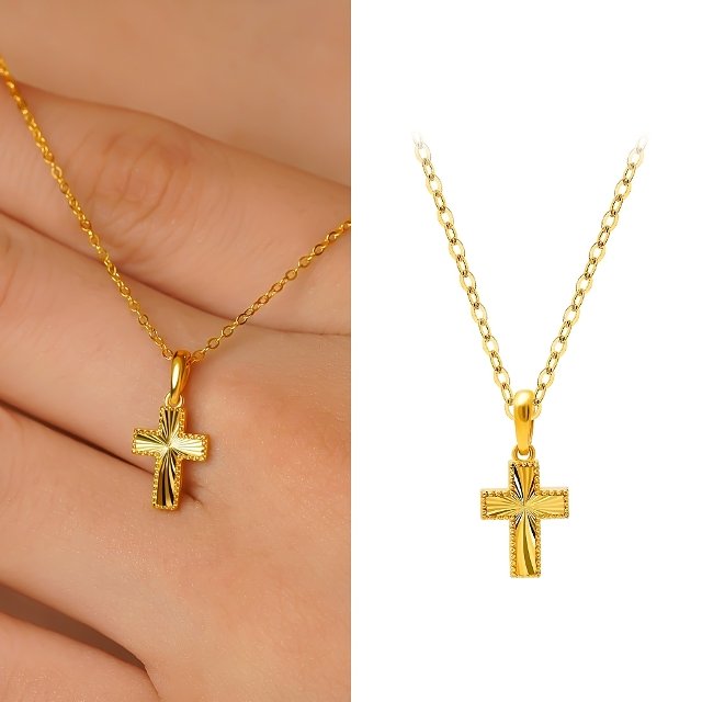 골드앤 24K 순금 컷팅 엠보 십자가 목걸이