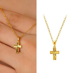 골드앤 24K 순금 컷팅 엠보 십자가 목걸이