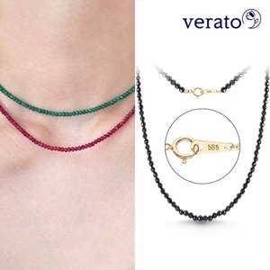 [3Color] 베라토 14K 천연 원석 포인트 비비드 목걸이