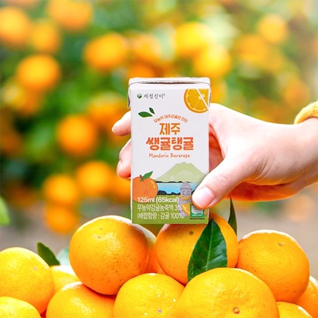 [건강한 음료] 제철진미 쌩귤탱귤 제주 무농약 감귤쥬스 총 72팩 (125ml x 24팩 x 3박스)