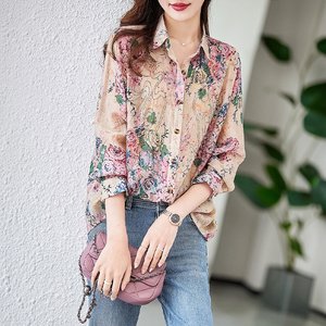 [루미루나]로즈플라워큐빅셔츠블라우스