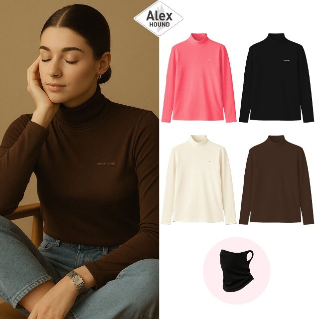 [Alex Hound]알렉스하운드 25FW 양면기모티셔츠 4종 + 넥워머 1종, 여성