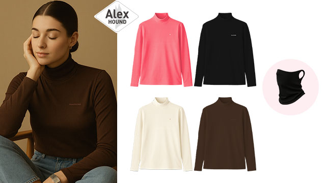 [Alex Hound]알렉스하운드 초특가! 양면기모티셔츠 4종 + 넥워머 1종, 여성