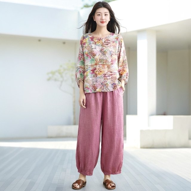 쉐바 블러섬 인견 풀오버+조거팬츠