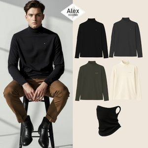[Alex Hound]알렉스하운드 초특가! 양면기모티셔츠 4종 + 넥워머 1종, 남성