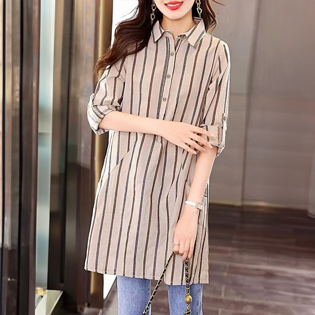 [루미루나]세미롤업롱셔츠2종
