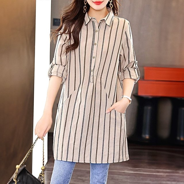 [루미루나]세미롤업롱셔츠2종