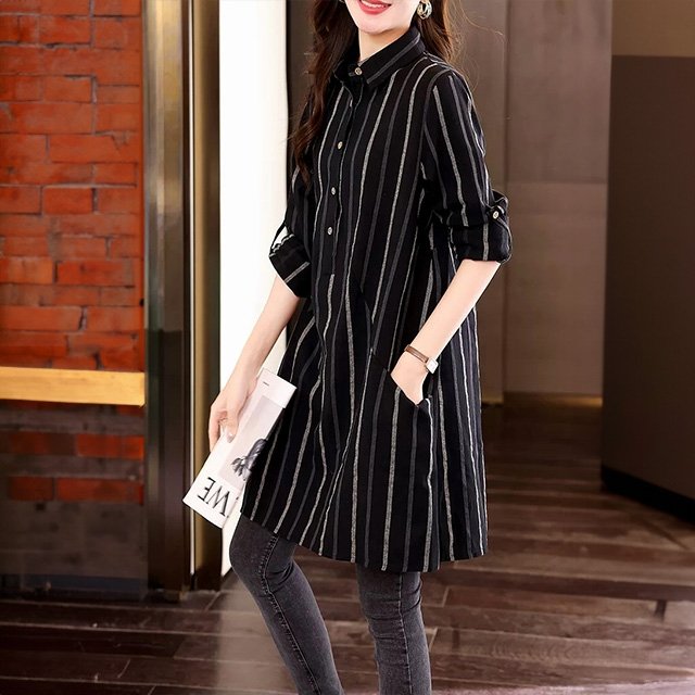 [루미루나]세미롤업롱셔츠2종