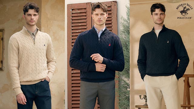 [프리미엄] 비버리힐즈폴로클럽 25FW 최신상! 울 혼방 케이블니트 집업 3종, 남성