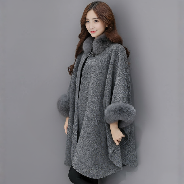 [비니브] 클래식 퍼 케이프 코트