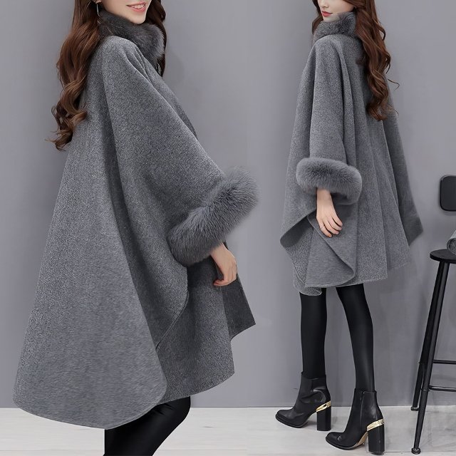 [비니브] 클래식 퍼 케이프 코트