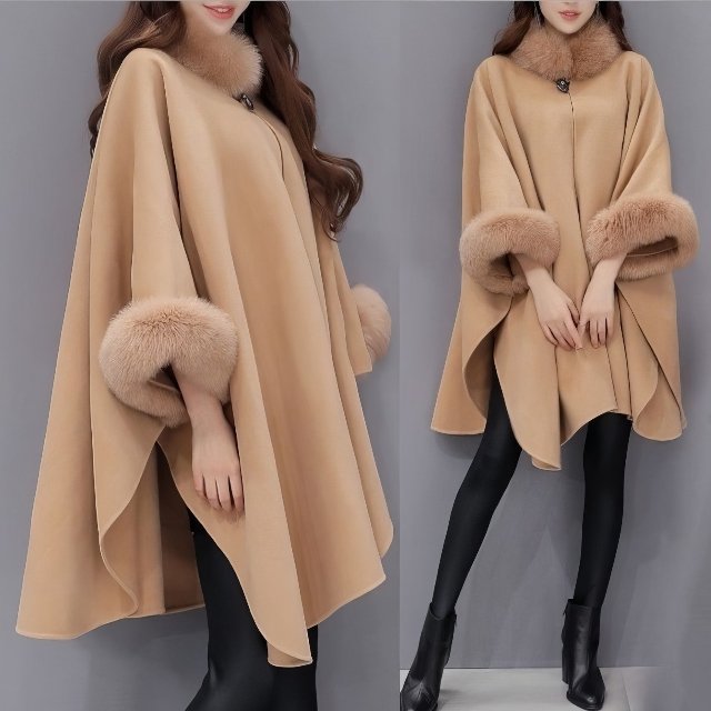 [비니브] 클래식 퍼 케이프 코트