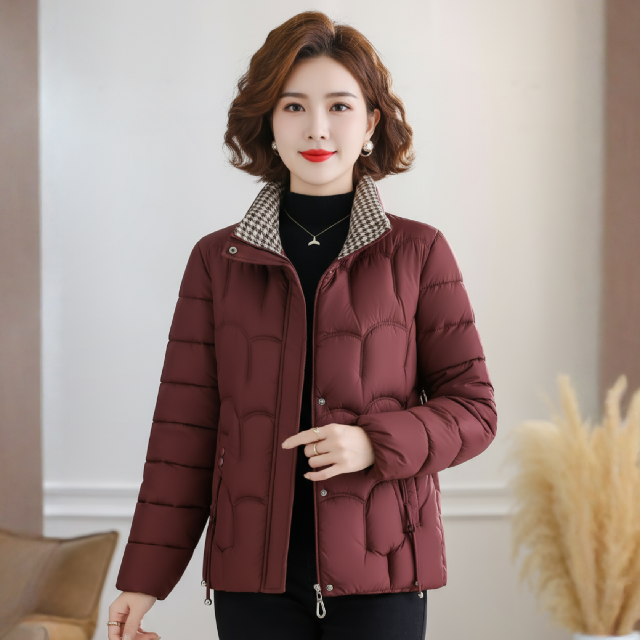 [비니브] 체크 카라 패딩