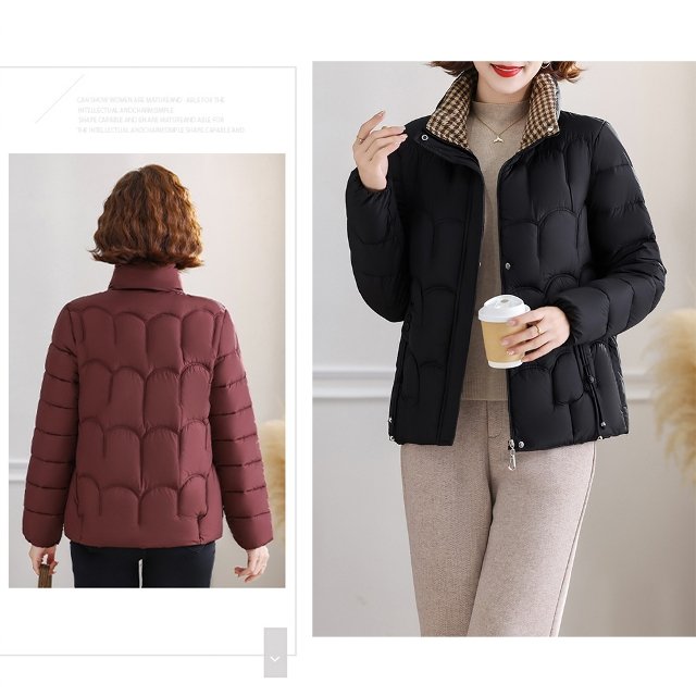 [비니브] 체크 카라 패딩