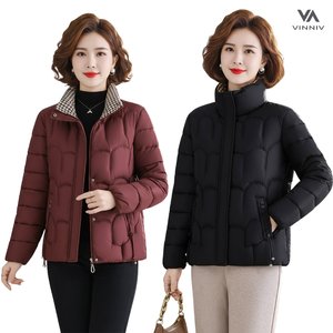 [비니브] 체크 카라 패딩